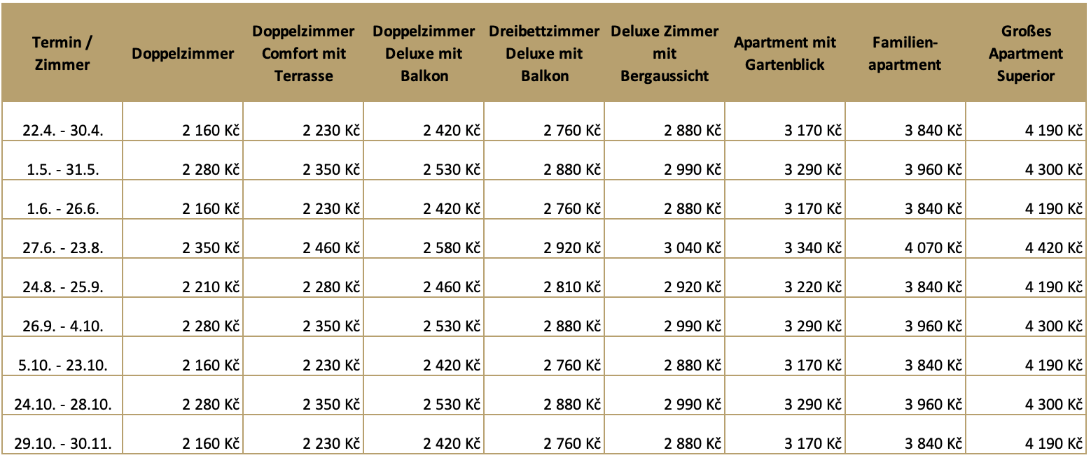 Sommer preisliste